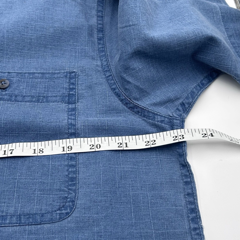 Faded Glory Blue Chambray Shirt Size Medium Short Sleeve 1 Pocket 100% Cotton - Picture 3 of 9